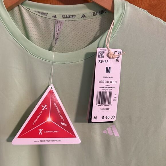 Adidas Training Tshirt Womens Medium Green Mesh - Picture 2 of 3